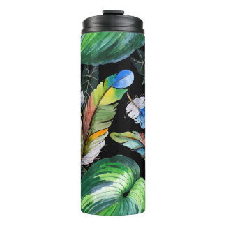 Garrafa Térmica Padrão de penas de aves aquáticas da asa. Aquarel