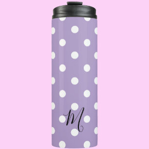 Garrafa Térmica Padrão de Pontos Clássicos Roxo Monograma