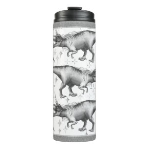 Garrafa Térmica Padrão de prata do dinocorn   Fantasy Black and Wh