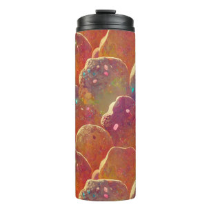 Garrafa Térmica Padrão de Repetição da Nuvem Cósmica Laranja