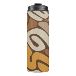 Garrafa Térmica Padrão de Rolagem Espiral Neutro Marrom e Creme