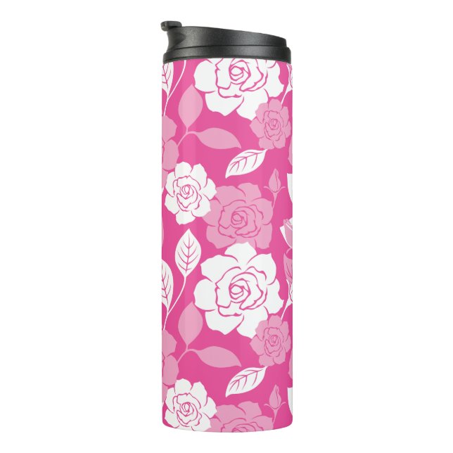 GARRAFA TÉRMICA PADRÃO DE ROSA (ROSA) (Rotação à direita)