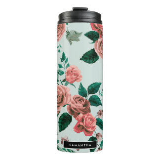 Garrafa Térmica Padrão de rosas