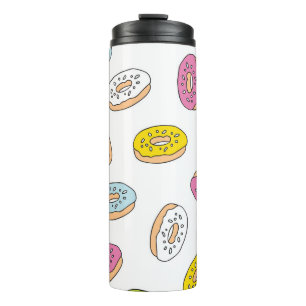 Garrafa Térmica Padrão de rosquinha de porta, design sem costura.