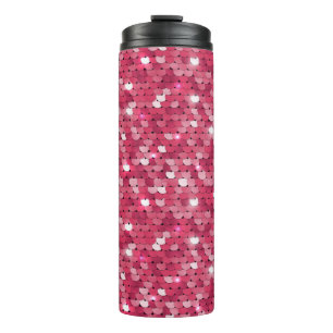 Garrafa Térmica Padrão de sequências cor-de-rosa com brilho