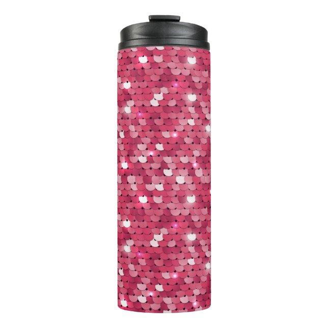Garrafa Térmica Padrão de sequências cor-de-rosa com brilho (Frente)
