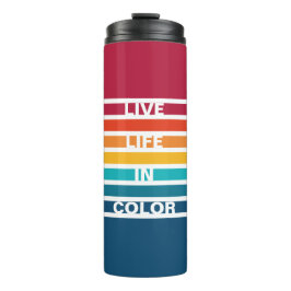 Garrafa Térmica Padrão de Stripes Coloridas do Chic ao Vivo em Cor