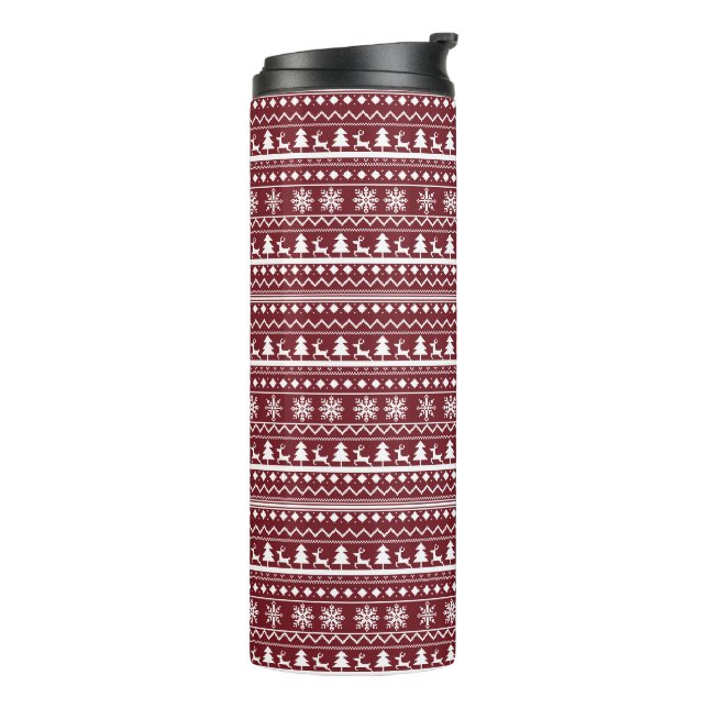Garrafa Térmica Padrão de Suéter de Natal Vermelho Clássico das Fe (Giro à esquerda)