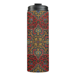 Garrafa Térmica Padrão de Tapete Persa Vintage Vermelho Azul Arabe
