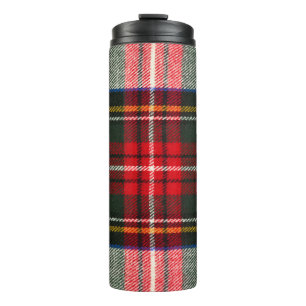 Garrafa Térmica Padrão de tartan escocês. Xadrez de lã vermelha