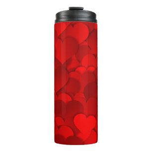Garrafa Térmica Padrão de Textura de Corações de Amor Vermelho Rom