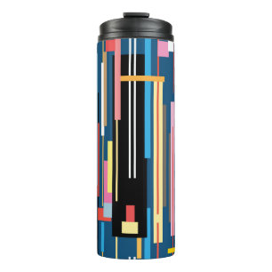 Garrafa Térmica padrão de tiras de abstrato multicoloração bril