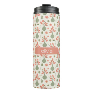 Garrafa Térmica Padrão De Vase Floral Suave — Destaque Rosa Esbran