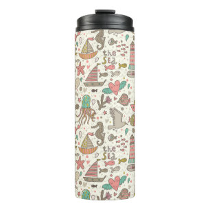 Garrafa Térmica Padrão De Verão Engraçado Com Navios