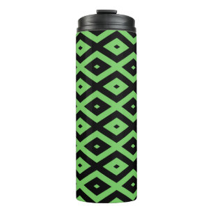 Garrafa Térmica Padrão de verde limão e diamante preto