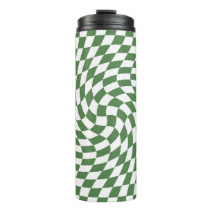 Garrafa Térmica Padrão de Verificação Verde Azul e Branco