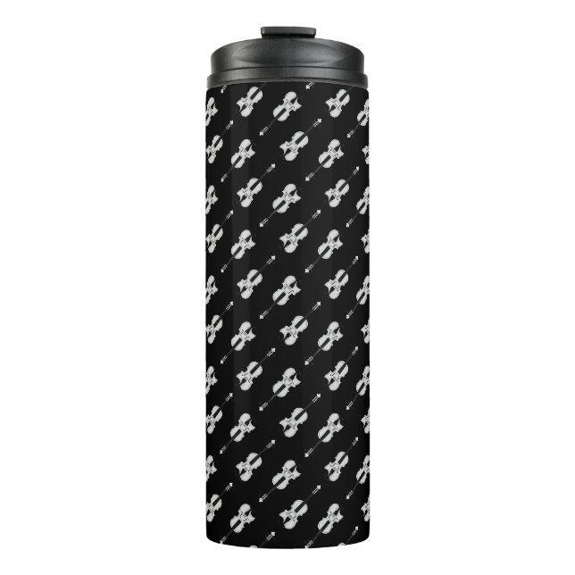 Garrafa Térmica Padrão de Violino - Preto e Branco (Frente)