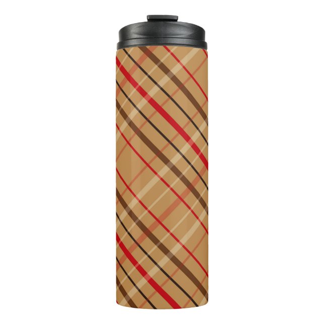 GARRAFA TÉRMICA PADRÃO DE XADREZ DE FERIADO VERMELHO E MARIDO (Frente)