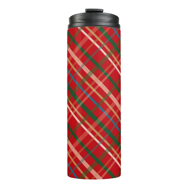 GARRAFA TÉRMICA PADRÃO DE XADREZ DE NATAL VERDE E VERDE (Frente)