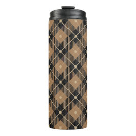 Garrafa Térmica Padrão de Xadrez de Tendy Black Brown