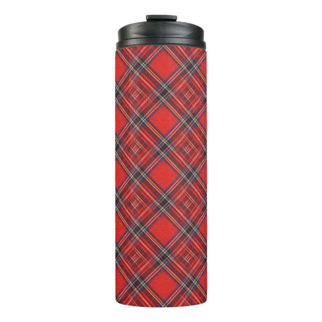 Garrafa Térmica Padrão de xadrezes de Tartan - tecido vermelho tra (Frente)