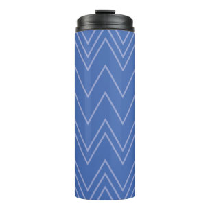 Garrafa Térmica Padrão de ziguezague azul, moderno, simples, legal