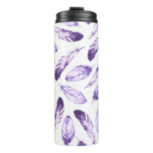 Garrafa Térmica Padrão decorativo sem soldadura com penas. Waterco