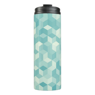 Garrafa Térmica Padrão descontínuo azul-claro hexagonal