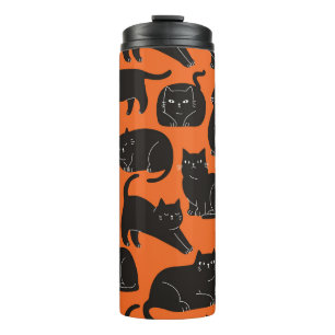 Garrafa Térmica Padrão Desenhado Da Mão De Gatos De Cartoon