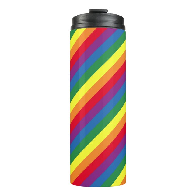 Garrafa Térmica Padrão Diagonal do Arco-Íris (Frente)