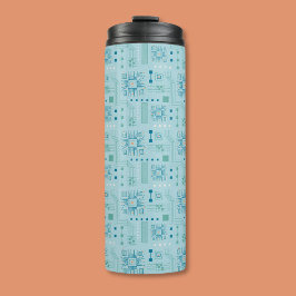 Garrafa Térmica Padrão do Conselho do Circuito Azul e Teal