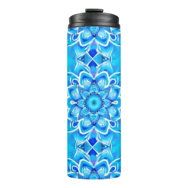 Garrafa Térmica Padrão do Sky Blue e Cobalt Batik Mandala (Frente)