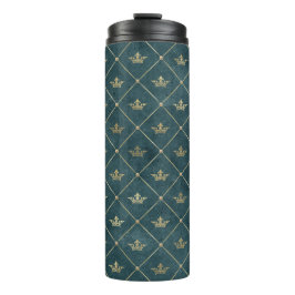 Garrafa Térmica Padrão Dourado de Latice da Coroa, Grunge,
