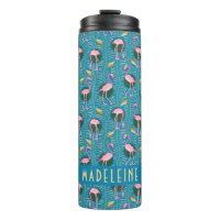 Padrão Dourado de Teal Tropical Flamingo