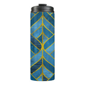 Garrafa Térmica Padrão Dourado do Grunge Azul