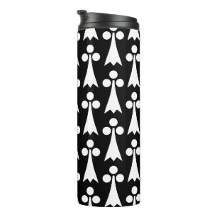 Garrafa Térmica Padrão Ermine, Padrão Medieval, Branco em Preto