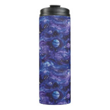 Padrão espacial com estrelas e planetas