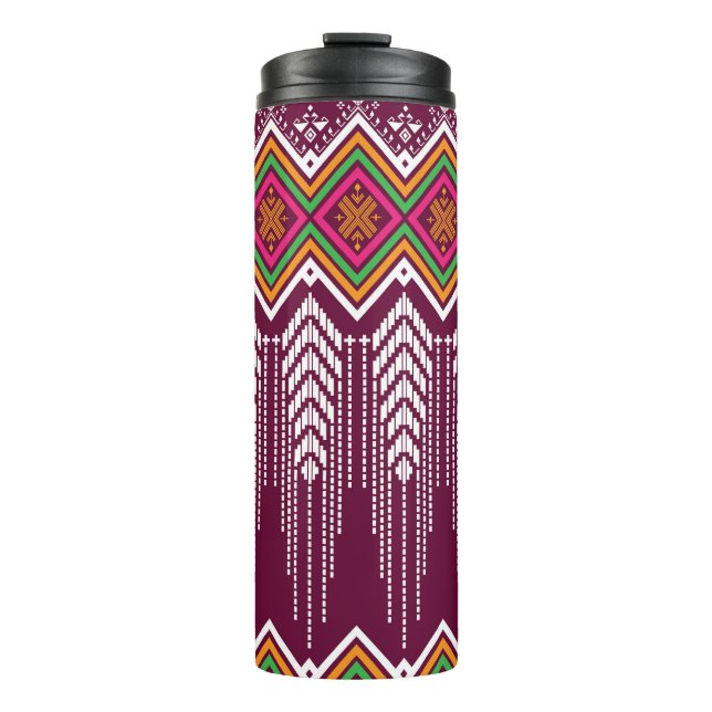 Garrafa Térmica Padrão Étnico Geométrico Tradicional (Frente)