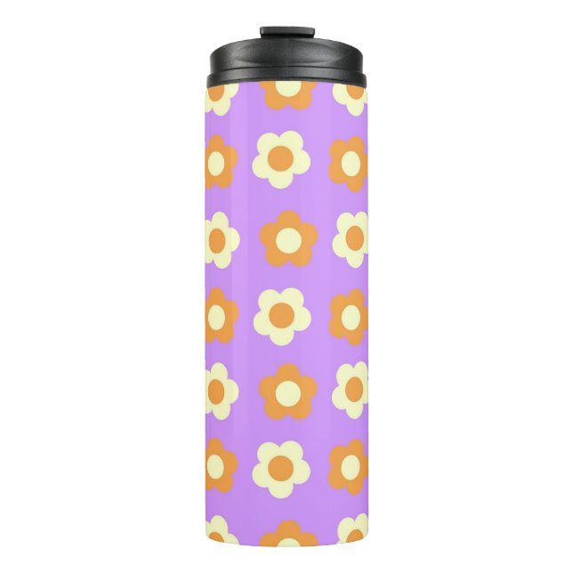 Garrafa Térmica Padrão Flor Simples Laranja Púrpura Púrpura (Frente)