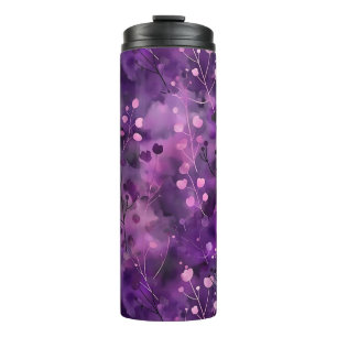 Garrafa Térmica Padrão floral abstrato rosa roxo elegante