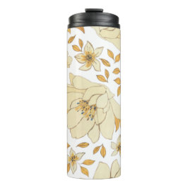 Garrafa Térmica Padrão Floral Amarelo Marrom Amarelo Vintage Water