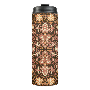 Garrafa Térmica Padrão Floral Árabe Invisível. Estilo Art Deco