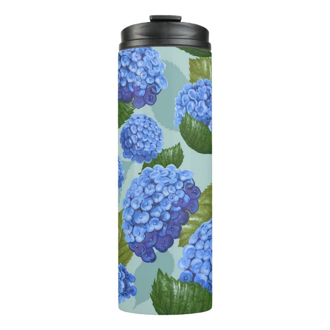 Garrafa Térmica padrão floral azul (Frente)