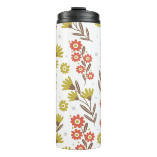 Garrafa Térmica Padrão floral bonito, fundo sem costura.