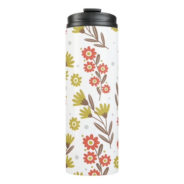 Garrafa Térmica Padrão floral bonito, fundo sem costura. (Frente)