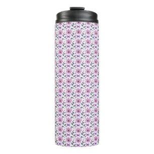 Garrafa Térmica Padrão Floral Borboleta Roxa Cottagecore Fofo