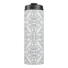 Garrafa Térmica Padrão Floral Cinza Minimalista
