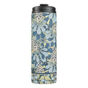 Garrafa Térmica Padrão Floral de Castanheira Art Nouveau Antigo