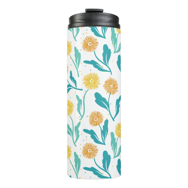 Garrafa Térmica Padrão Floral de Dandelion Amarelo - Inspirado na  (Frente)