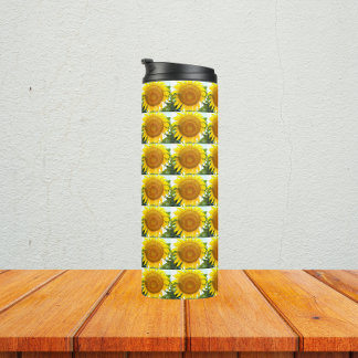 Garrafa Térmica Padrão Floral de Girassol Amarelo Grande